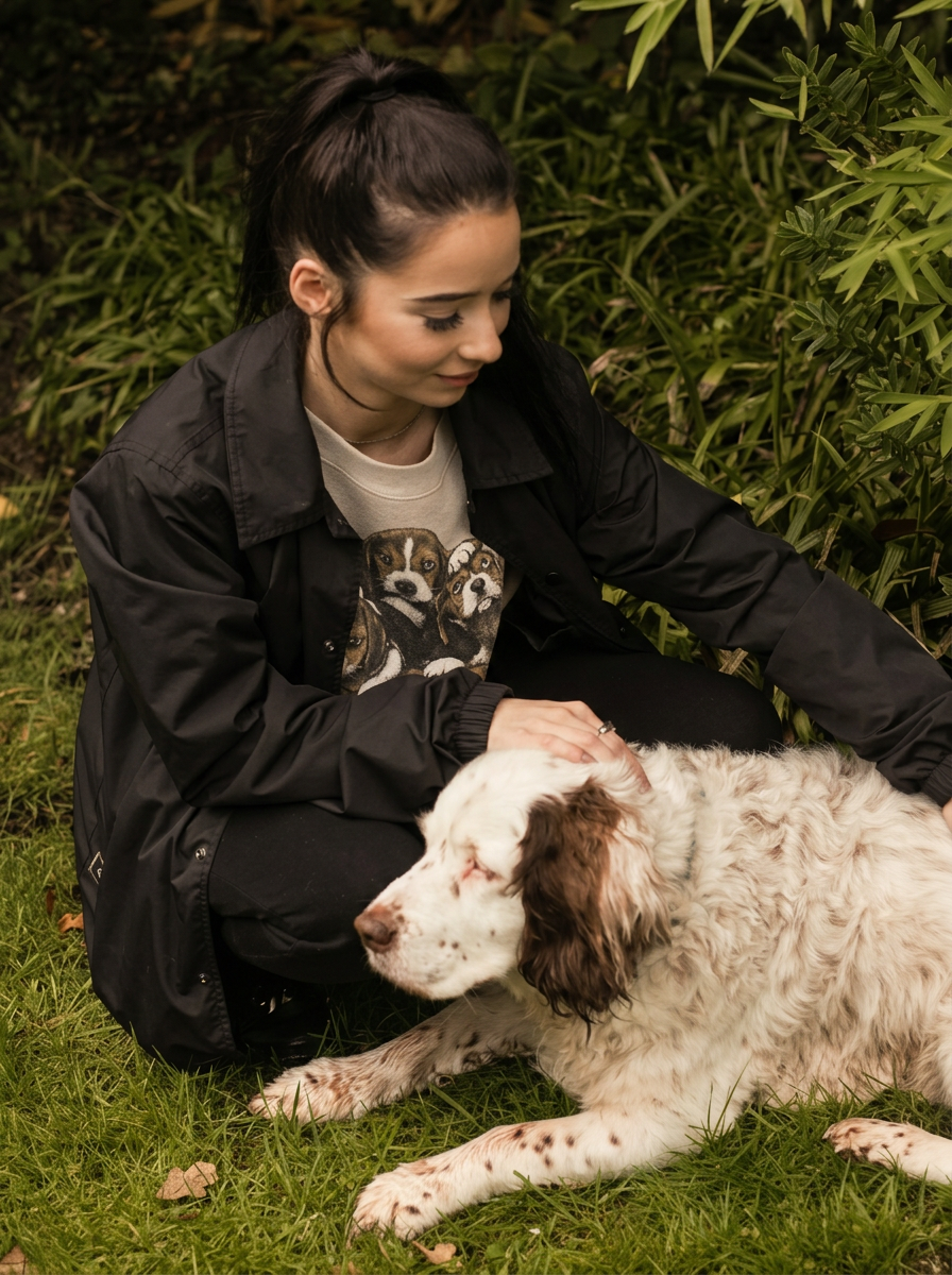 Founder of Weald Dog Walks with a calm golden retriever in the High Weald countryside